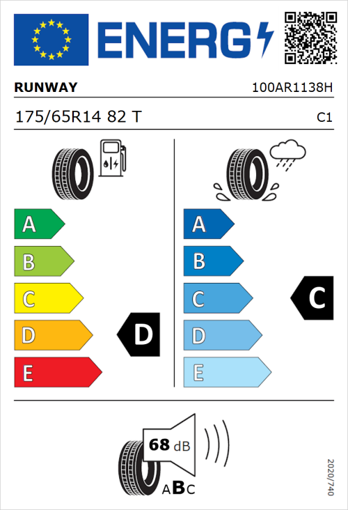 Tyre Label for Runway Enduro HP 175/65R14 82T